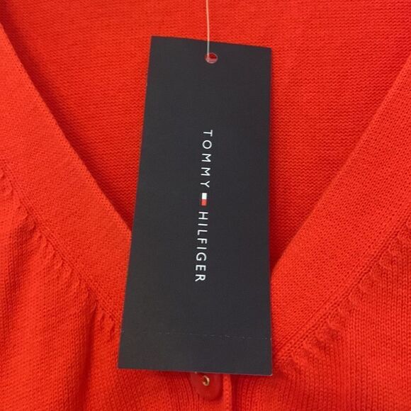 Tommy Hilfiger orange red blue striped cardigan Size L NWT - Picture 4 of 9